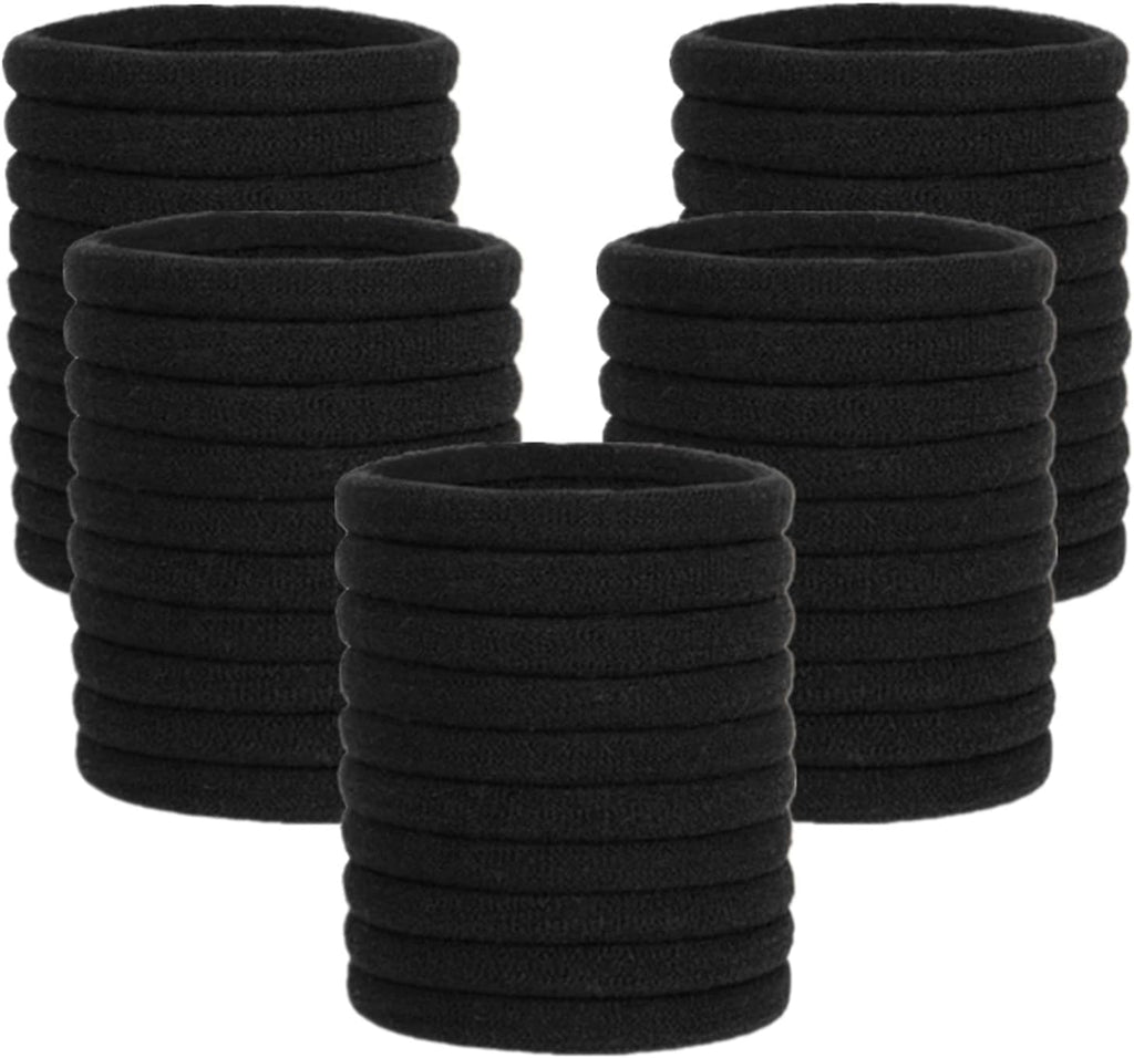 💇‍♀️ 50pk Black Seamless No-Damage Hair Ties | Soft Ponytail Holders