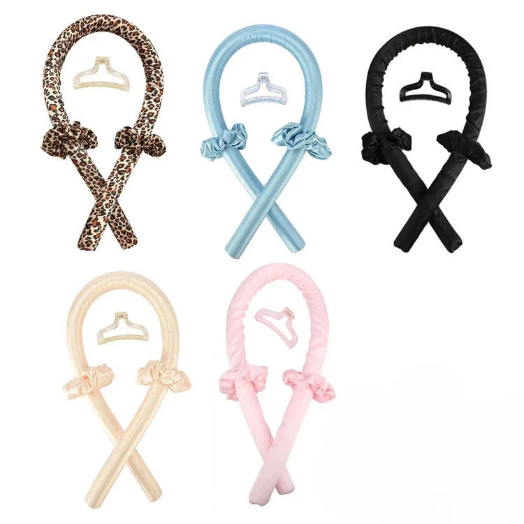 Silk Heatless Curling Ribbon Set with Satin Hair Claw Clip