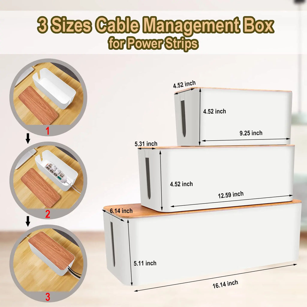 Under Desk Cable Management Box | Wire Organizer Storage Case