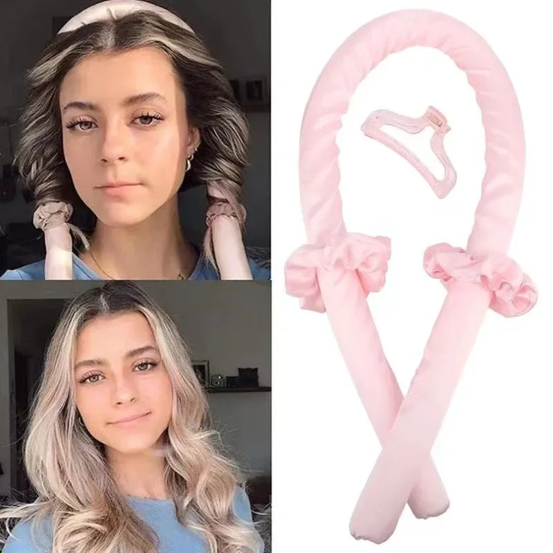 Silk Heatless Curling Ribbon Set with Satin Hair Claw Clip