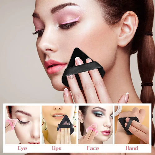 Soft Velvet Makeup Powder Puff Set | Triangle Face Powder Applicator